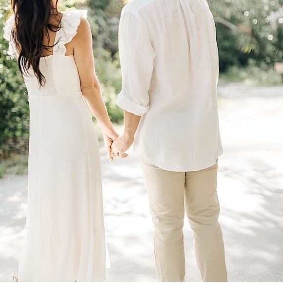 New Reformation Bondi Midi Georgette Side Slit Dress Ivory Size 4 - Picture 14 of 14